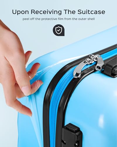 Suitour Carry on Suitcase Airline Approved, Hardside Lightweight Rolling Luggage for Women… - color: Blue, size: 20" Carry on