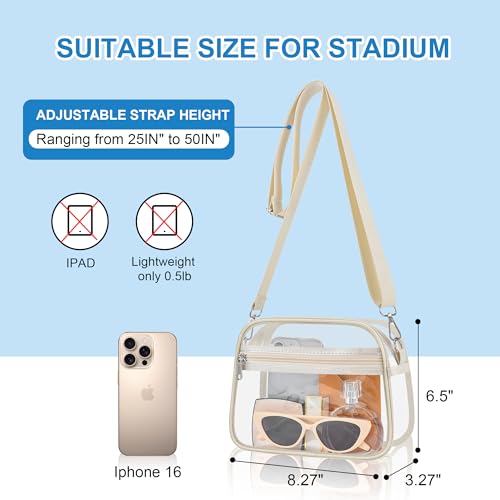 Clear Bag for Stadium Events Stadium Approved Women's Top-Handle Handbags - color: Cream, size: Large