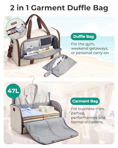 BAGSMART 2-in-1 Garment Duffle Bag with with Shoes Bag, Brown - color: Brown