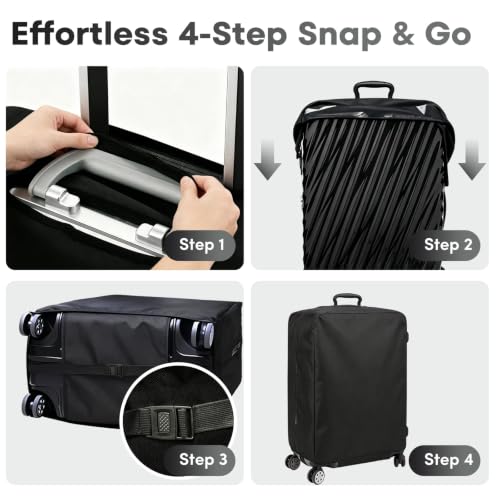 Luggage Cover Protector Compatible with Tumi, Upgraded Oxford Fabric Stretch Cover with Double Zipper, Washable Travel Suitcase Protector, Fits 20-21 Inch Case(Black) - size: 20-21
