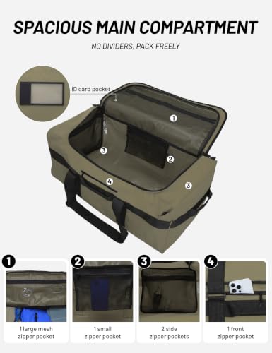 MIER 40L/60L/90L Water Resistant Backpack Duffel, Heavy Duty Duffle Bags - color: Dark Green, size: 40l
