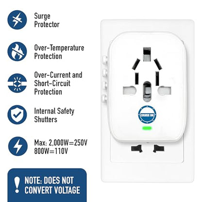 Cruise On Universal Travel Adapter, Cruise Approved [2 USB-C, 2 USB, AC] - color: [2 USB-C, 2 USB, 1 AC]