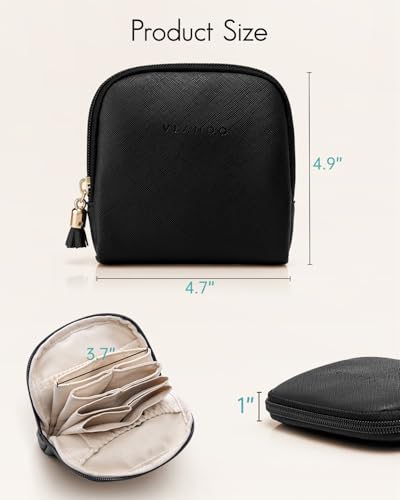 VLANDO Small Travel Jewelry Case,Velvet Pouch Bags with Zipper,Black - color: C.Black