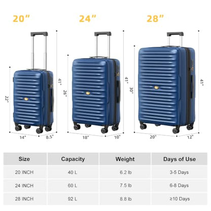 28 Inch Large Checked Luggage, PC Hardshell Suitcase,Blue - color: 1-Blue, size: Checked 28-Inch