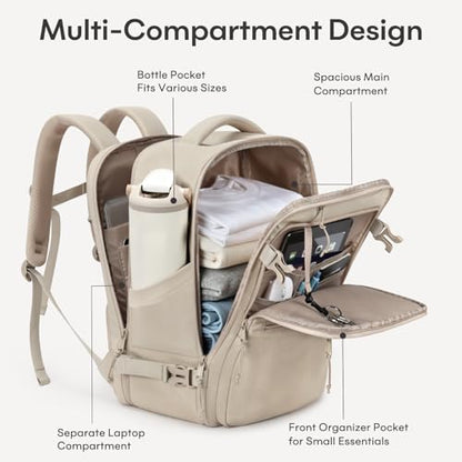 mibasies 30L Airline Approved Travel Carry On Backpack, fit 15.6" Laptop - color: Camel, size: Large