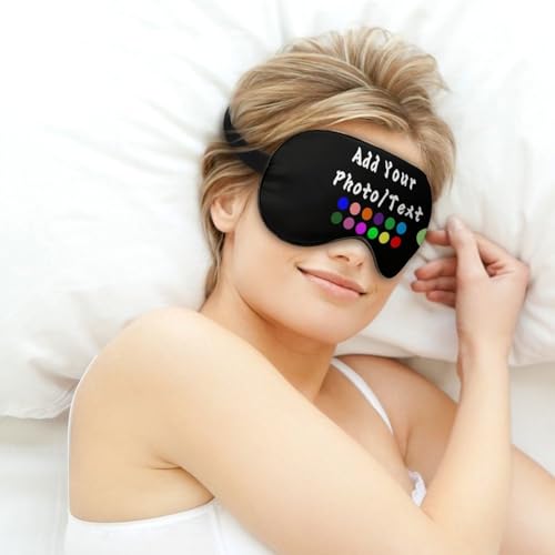 Custom Eye Mask for Men Women Personalized Sleep Mask Add Your Photo Text Logo Adjustable Strap Eyeshade for Sleeping Travel Work, Black - color: Black