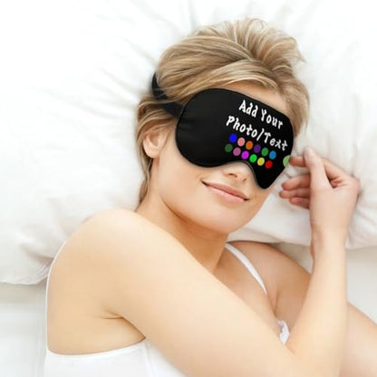 Custom Eye Mask for Men Women Personalized Sleep Mask Add Your Photo Text Logo Adjustable Strap Eyeshade for Sleeping Travel Work, Black - color: Black