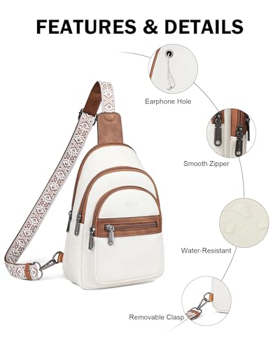 FADEON Sling Bag for Women, Designer Small Crossbody Bags, Adjustable Strap - color: Beige Brown