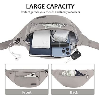MAXTOP Small Cross body Bag Shoulder Fanny Pack for Women Men - color: Gray(Washed Nylon with Gray Zipper)