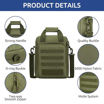 Tactical Messenger Bag, Laptop Briefcase MOLLE Shoulder Pack Handbag - color: Army Green