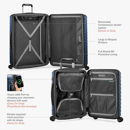 Traveler's Choice Archer Polycarbonate Hardside Spinner Luggage Set, Blue, Carry-On 21-Inch, Tie Down Straps - color: Blue, size: 1-Piece (Carry-On 21-Inch)