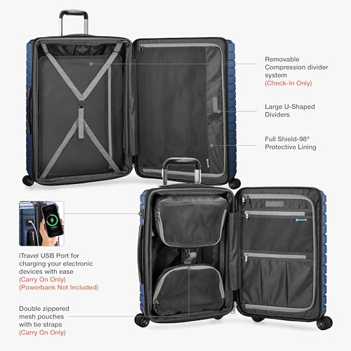 Traveler's Choice Archer Polycarbonate Hardside Spinner Luggage Set, Blue, Carry-On 21-Inch, Tie Down Straps - color: Blue, size: 1-Piece (Carry-On 21-Inch)