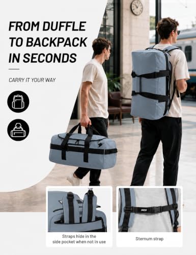 MIER 40L/60L/90L Water Resistant Backpack Duffel, Heavy Duty Duffle Bags - color: Gray, size: 60l