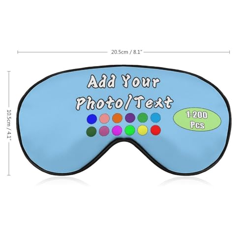 Custom Eye Mask for Men Women Personalized Sleep Mask Add Your Photo Text Logo Adjustable Strap Eyeshade for Sleeping Travel Work, LightSkyBlue - color: Lightskyblue
