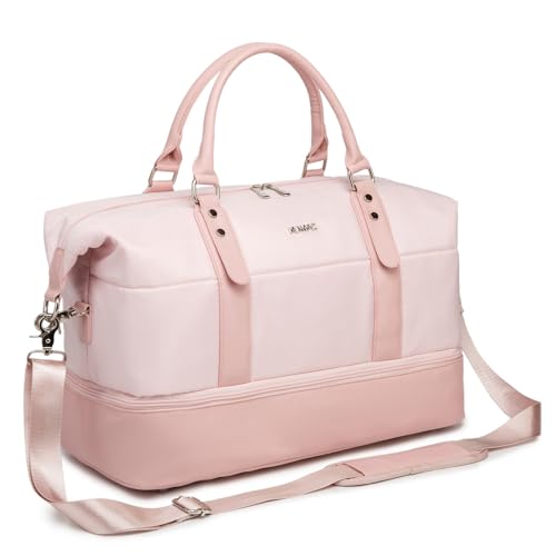 Kinmac Travel Duffel - Overnight Weekender & Gym Bag, Carry-on Tote (Pink) - color: Pink