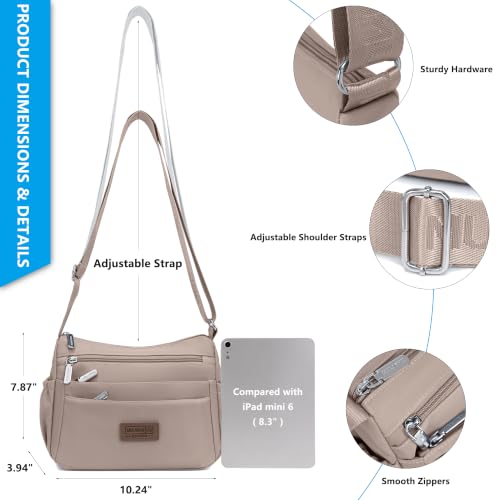 Purses For Women Nylon Crossbody Bags Waterproof Handbags Multiple Pockets - color: Dusty Apricot