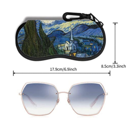 Hion Sunglasses Soft Case Ultra Light Neoprene Zipper Eyeglass Case With Belt Clip - color: 2b-starry Night