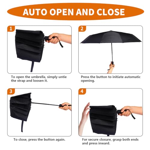 Bluinzi 2 Pack 46 Inch Umbrellas, Double 10-rib, for Rain, Compact Travel - color: (2 pack)black+grey