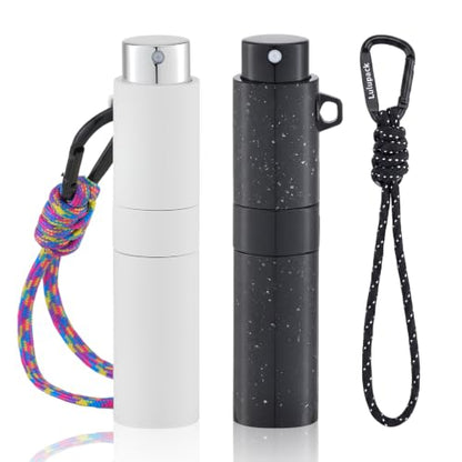 Lulupack Perfume Travel Refillable, 8ml Keychain Cologne Spray Bottle, 2PCS - color: black and white