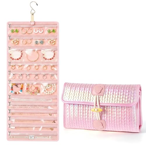 Colorful Woven Jewelry Storage Bag (Case Only) (pink) - color: pink