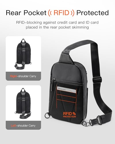 Inateck Sling Bag X-Row with RFID Blocking, Spacious Crossbody Shoulder Chest Everyday Carry Bag with Quick-adjust Strap, Water-resistant Sling Backpack for Men, Women, Travel, Cycling, Hiking, Black - color: Black