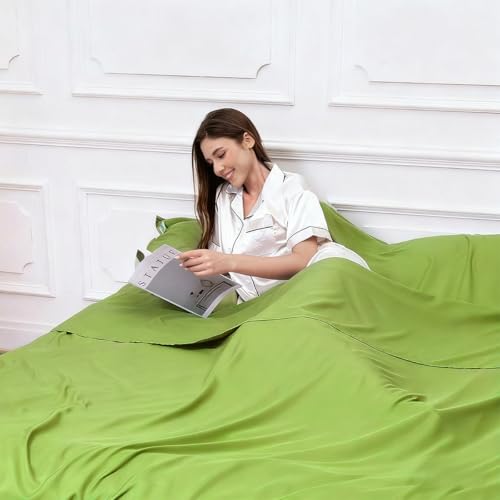 Sleeping Bag Liner, Compact Travel Sheets for Hotel Hostel - color: Field Green, size: 82.7" X 70.9"