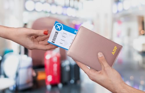 Personalized Monogrammed Blush Leather RFID Passport Wallet - color: Blush, style: Minimalist