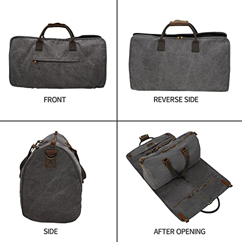 2 In 1 Convertible Garment Bag, Carry On Suit Duffle Bag For Men & Women - color: Gray