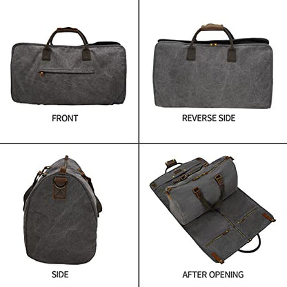2 In 1 Convertible Garment Bag, Carry On Suit Duffle Bag For Men & Women - color: Gray