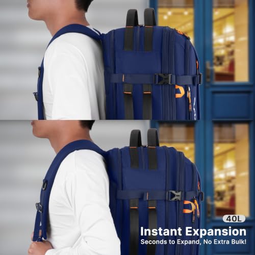 MOSISO 40L Travel Backpack for Men, Large Rucksack Duffel Bag - color: Navy Blue