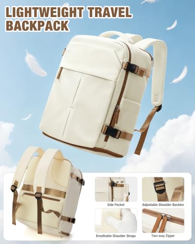 suradar Travel Backpack for Women Men Laptop Backpacks Carry On - color: A3-beige Brown