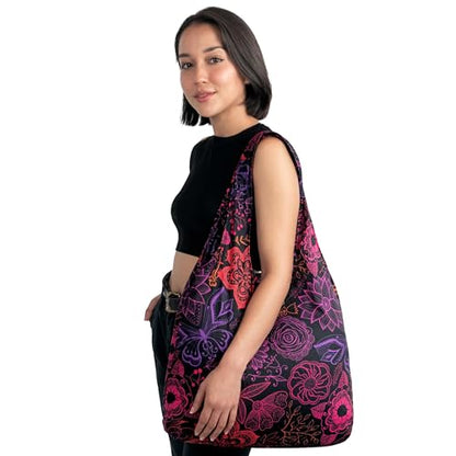 Nanobag XL 25L Tote Foldable Packable Reusable Grocery Shopping Bag - color: Neonflowers