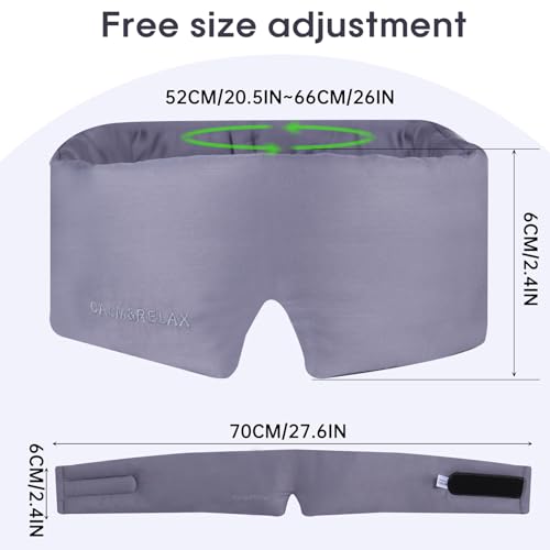 Calm&Relax Bamboo Sleep Mask - Cooling 3D Eye Mask, Lash Friendly，Gray - color: Grey