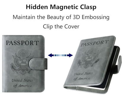 LOHASLIFE Passport Holder for Travel, Rfid Blocking Passport Cover Wallet - color: 120#Grey