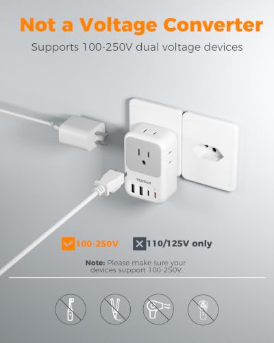TESSAN Switzerland Travel Plug Adapter PD 20W, Type J Adapter - style: Type J- Switzerland