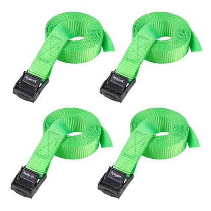 Ayaport Adjustable Lashing Straps with Buckles 0.75" x 6', 4 Pack - color: Green, size: 0.75'' x 6'