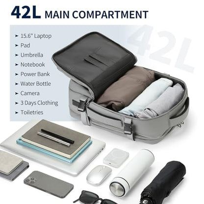 Travel Backpack,Expandable Carry on Daypack Personal Item Bag - color: Gray