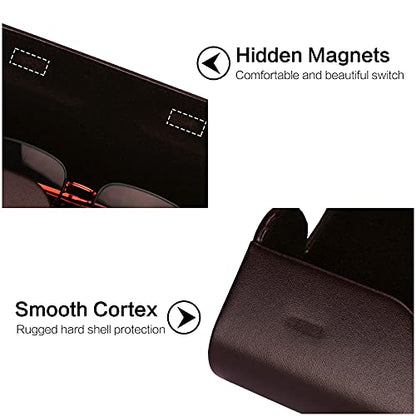 Vemiss Hard Shell Eyeglass Cases, Lightweight Portable Glasses Case for Women Men - color: Z-brown