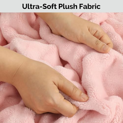 Pink Travel Blanket for Airplane, Portable Soft Flannel with Pouch & Clip - color: Pink