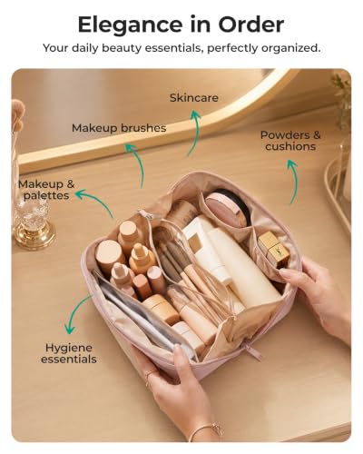 BAGSMART Travel Makeup Bag, Large Capacity Cosmetic Organizer for Women - color: Black