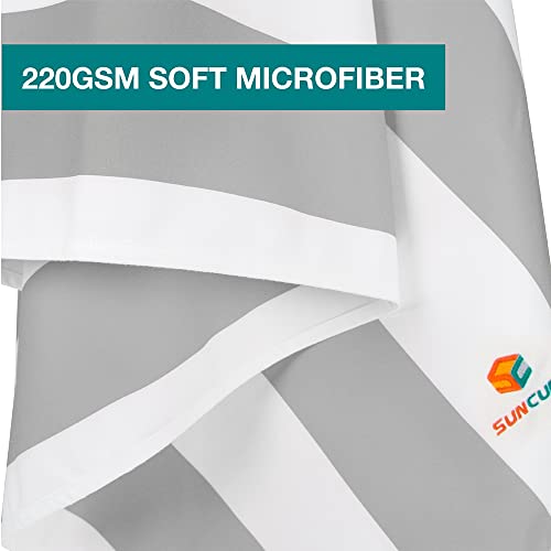 SUN CUBE Microfiber Beach Towel Quick Dry with Carry Bag, Gray 78x35 Inch - color: Light Grey, size: 78.00" x 35.00"