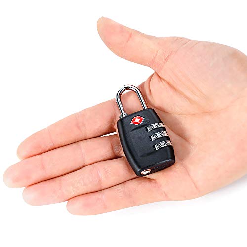 TSA Luggage Locks (4Pack) - 3 Digit Combination Padlocks - Approved Travel Lock for Suitcases & Baggage (Black) - color: Black
