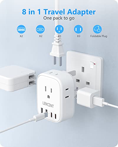 LENCENT US to UK Ireland Travel Plug Adapter, Grounded Type G Adapter - style: Type G-17.5W-UK Ireland