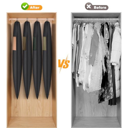 Syeeiex Compression Hanging and Space Saving Garment Bag, 43 Inch, Black - color: Black, size: 43" - 2pcs(8" Gusseted)