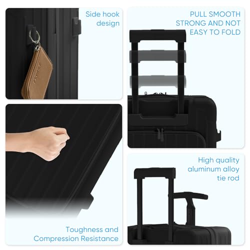 TABU 20" Front-Opening Luggage with Seat for Kids & Adults, Black - color: Black