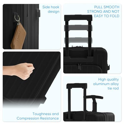 TABU 20" Front-Opening Luggage with Seat for Kids & Adults, Black - color: Black
