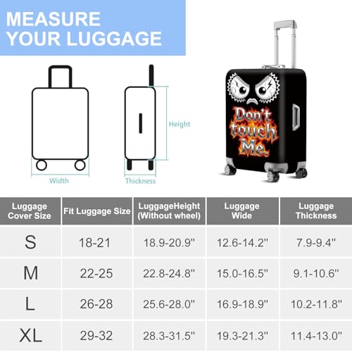 ANNA QUEEN Travel Luggage Cover Suitcase Protector Suitcase Cover Anti-Scratch,Stretchable Bag Cover Washable Durable Polyester - color: Don't touch me - Black and angry, size: M(fits 24-26Inch suitcase)