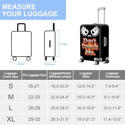 ANNA QUEEN Travel Luggage Cover Suitcase Protector Suitcase Cover Anti-Scratch,Stretchable Bag Cover Washable Durable Polyester - color: Don't touch me - Black and angry, size: M(fits 24-26Inch suitcase)