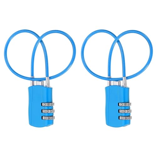 MECCANIXITY 2pcs Luggage Travel Lock 3 Digit Cable Combination Lock Blue - color: Blue, size: 12 Inch