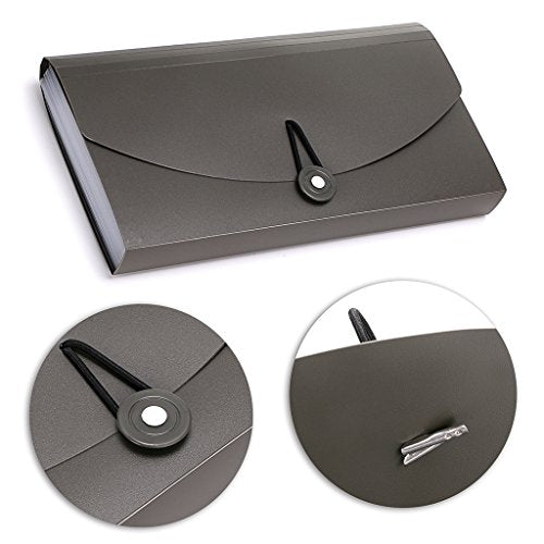 BTSKY 13 Pockets Expanding Check Bill File Folder-Hand-held, New Grey - color: Grey